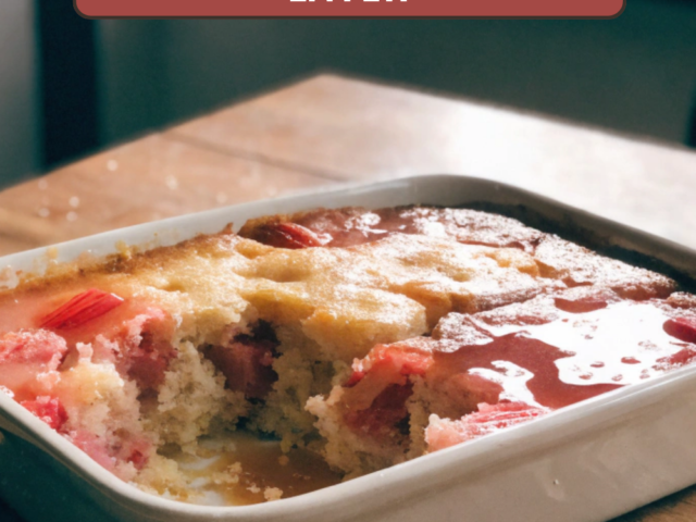 Magic Rhubarb Cake with Sauce Layer