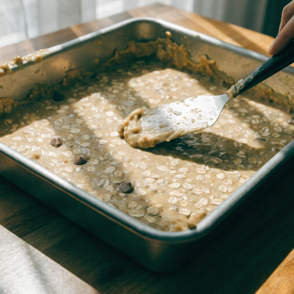 Close-up of chocolate chip oatmeal cookie bars