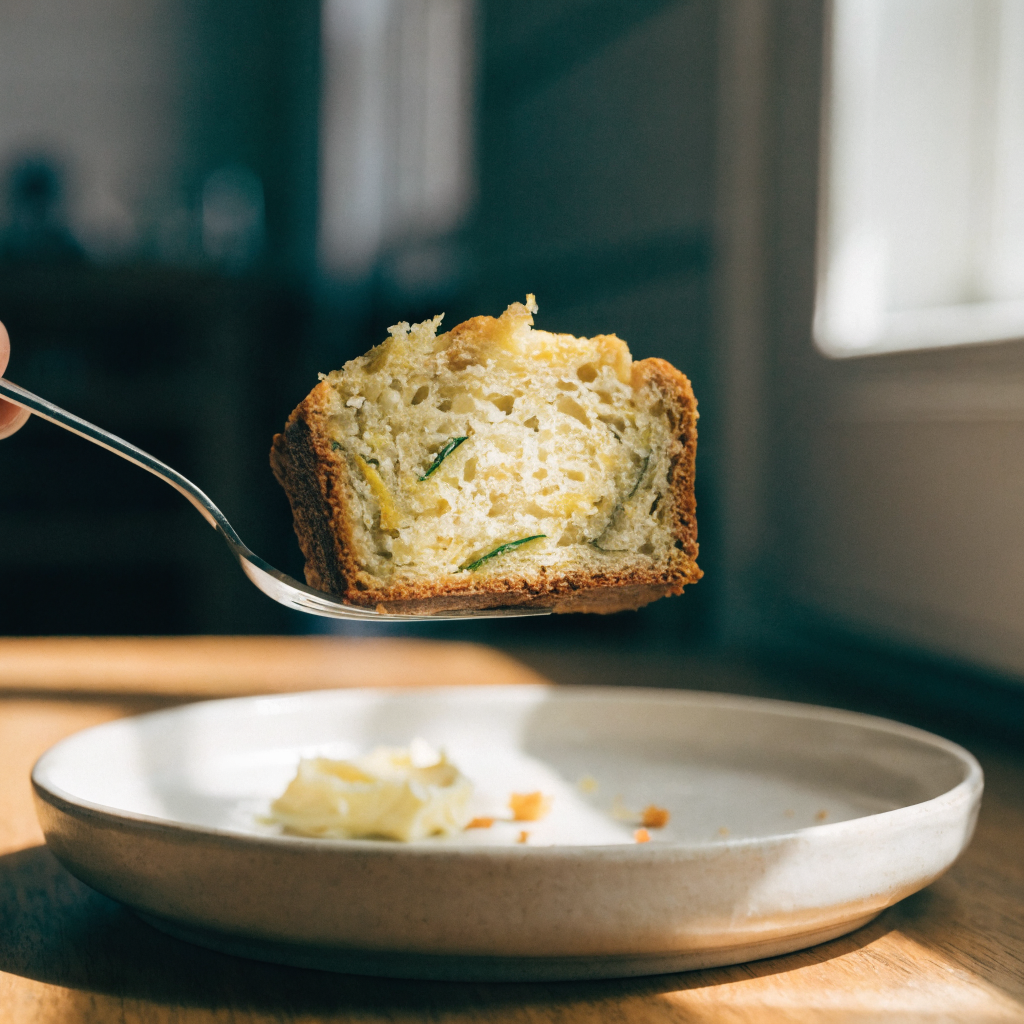Close-up of lemon zucchini bread