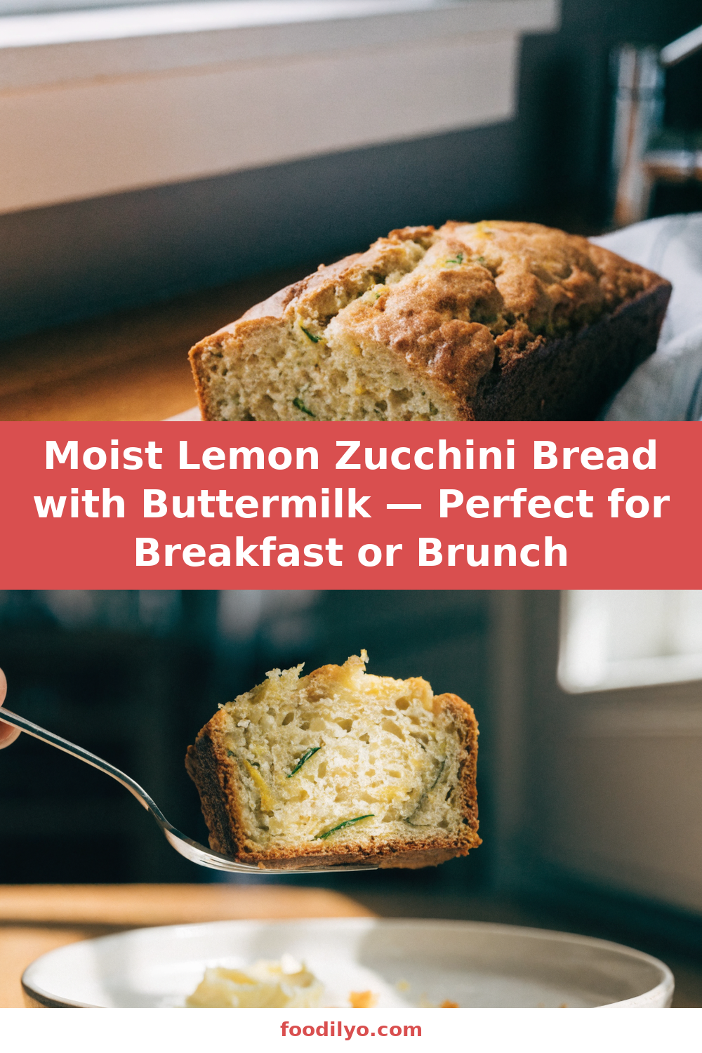 Moist Lemon Zucchini Bread with Buttermilk — Perfect for Breakfast or Brunch Pinterest recipe pin