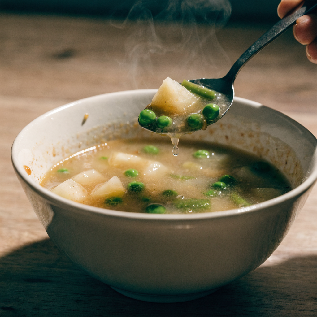 Close-up of everyday vegetable soup recipe