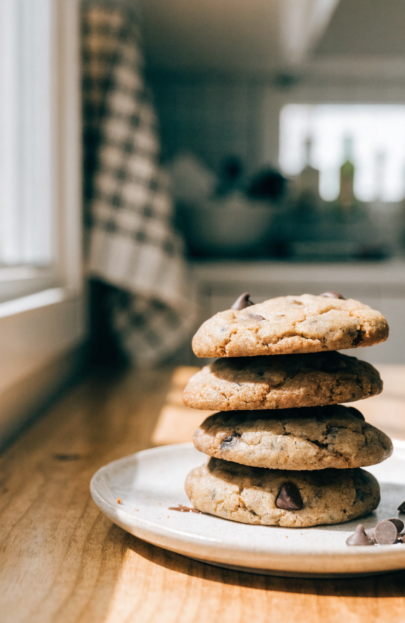 Plate of chewy zucchini chocolate chip cookies with visible oats and chocolate chips