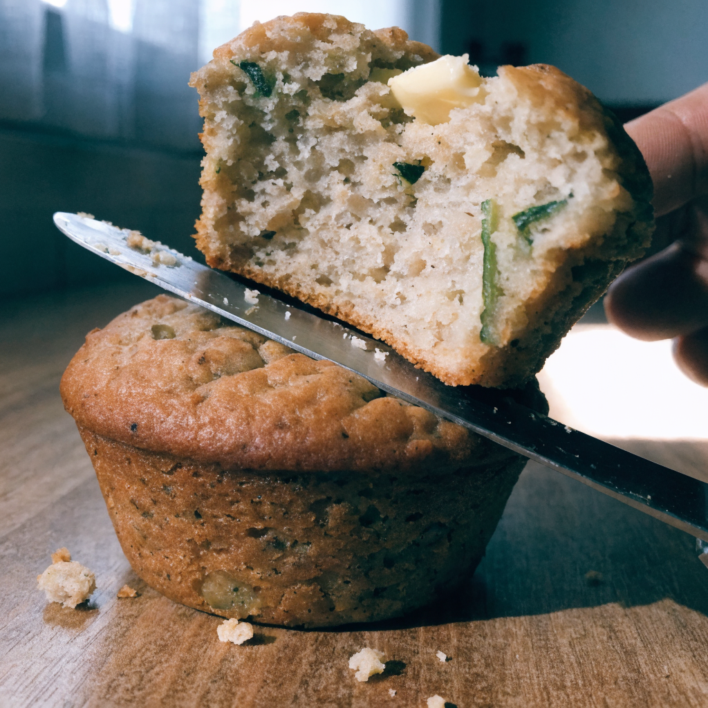 Close-up of zucchini oatmeal muffins