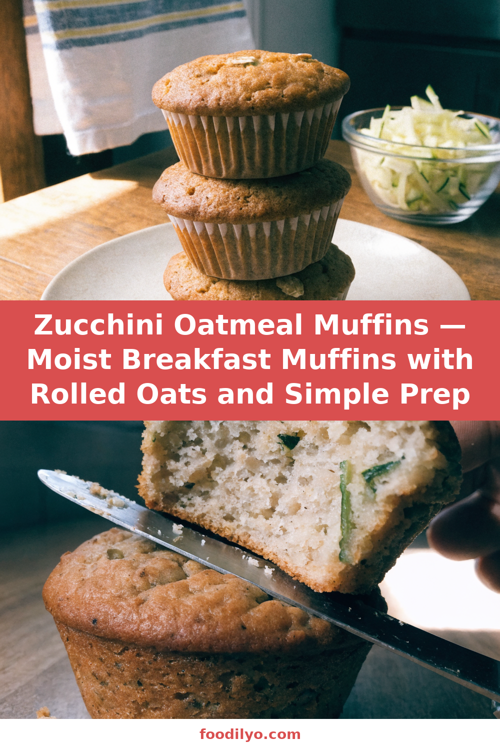 Zucchini Oatmeal Muffins — Moist Breakfast Muffins with Rolled Oats and Simple Prep Pinterest recipe pin